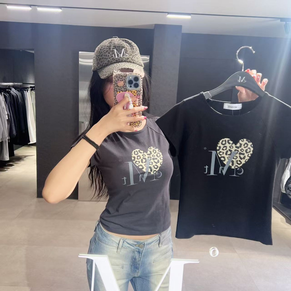 韓國 Mucent Sierra Leopard Heart Tee【MU262】