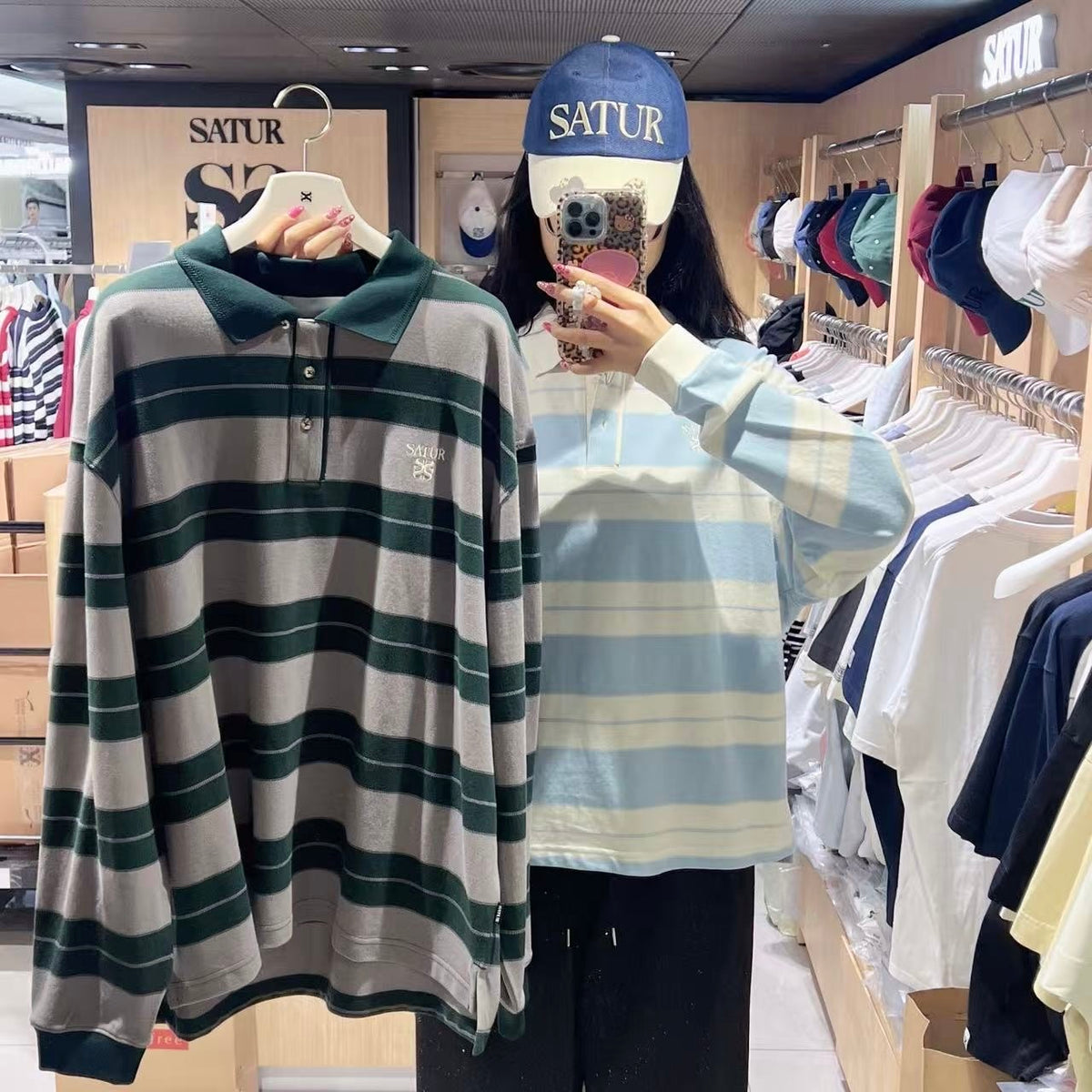韓國 Satur Apero Stripe Pique Long Sleeve (男女同款)【SR326】