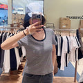 韓國 Marithe Francois Girbaud W Deep Neck Ringer Tee【MD245】