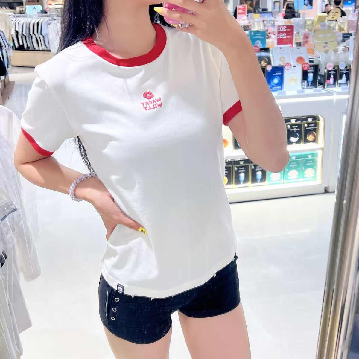 韓國 Wacky Willy Women's Regular Fit Ringer Short Sleeve T-Shirt【WW244】