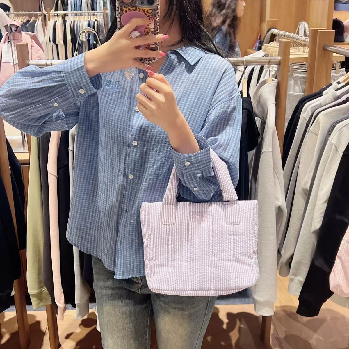 韓國 Marithe Francois Girbaud Classic Logo Seersucker Padding Bag【MD242】