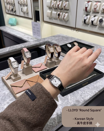 韓國 Lloyd Round Square 真牛皮手錶【SM1594】