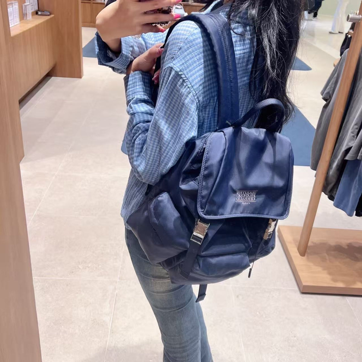 韓國 Marithe Francois Girbaud Classic Logo Metal Buckle Backpack【MD113】