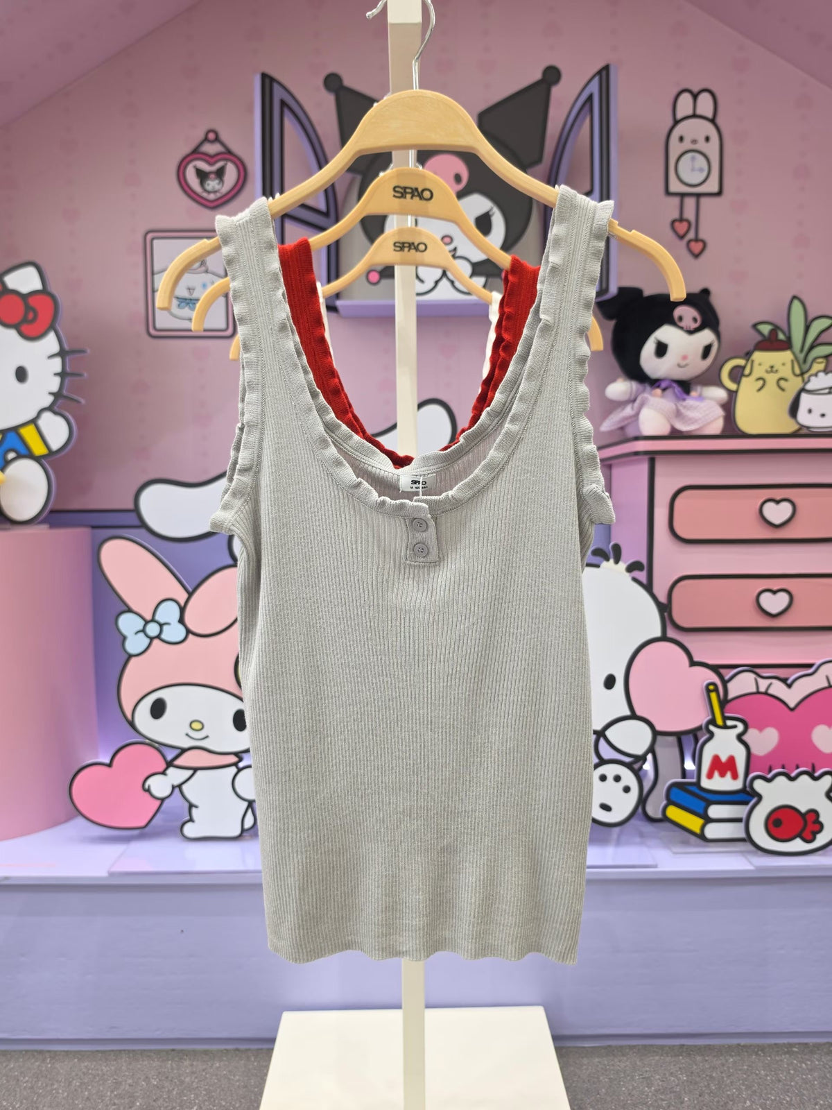 韓國 SPAO Scallop Henley Neck Sleeveless【SP457】