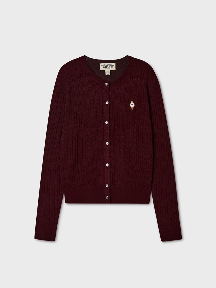 韓國 WhoAU Steve High Gauge Wool Cable Cardigan【WA092】