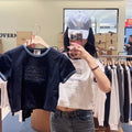 韓國 Marithe Francois Girbaud W Classic Logo Applique Ringer Crop Tee【MD250】