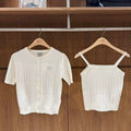 韓國 Marithe Francois Girbaud W Small Classic Logo Half Knit Pullover【MD209】