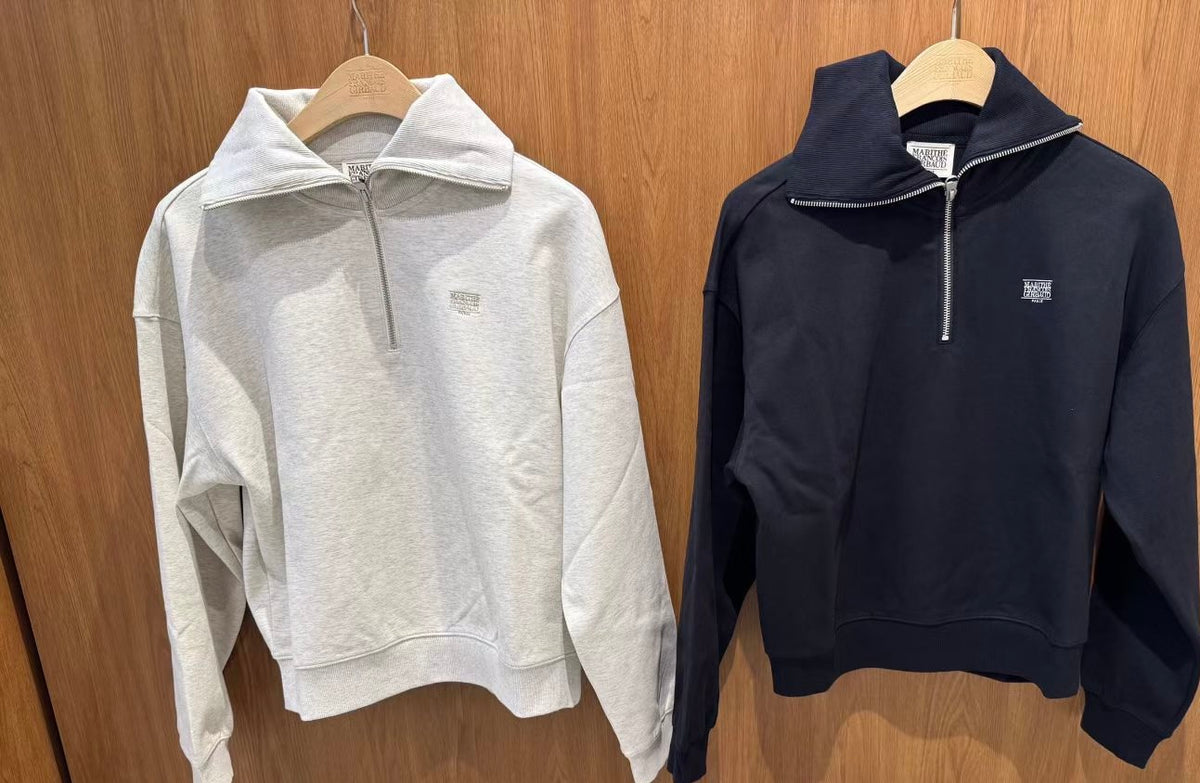 韓國 Marithe Francois Girbaud W Micro Claasic Logo Quarter Zipup Sweatshirt【MD363】