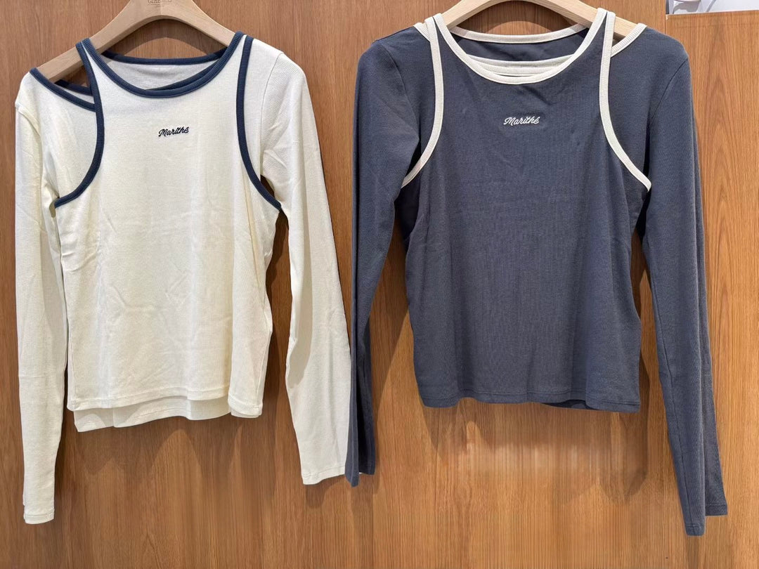 韓國 Marithe Francois Girbaud W Sleeveless Layered Long Sleeve Tee【MD226】