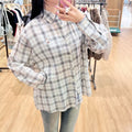韓國 WhoAU Summer Crinkle Check Shirts【WA330】