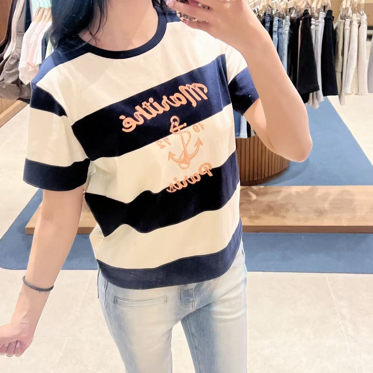 韓國 Marithe Francois Girbaud W Marine Graphic Stripe Tee【MD300】