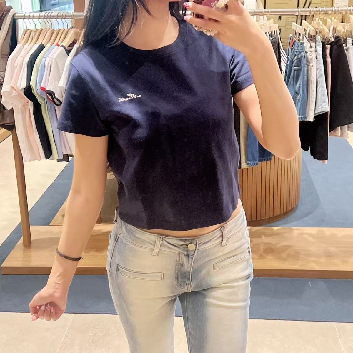 韓國 Marithe Francois Girbaud W Small Lettering Slim Crop Tee【MD299】