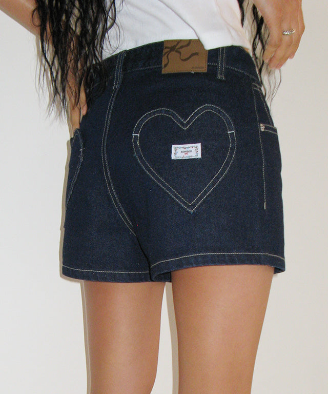 韓國 Ronron Heart Pocket Mini Short Denim Pants【RR034】