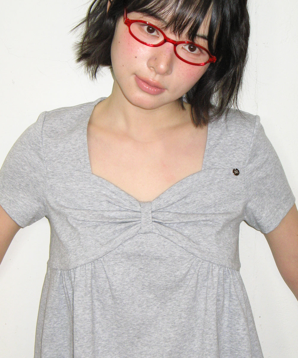 韓國 Ronron Knot Ribbon A Line T Shirt【RR010】