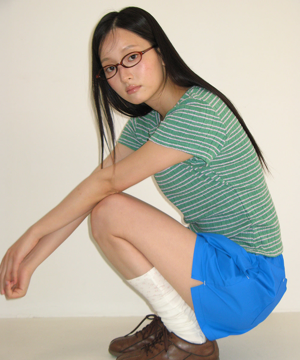 韓國 Ronron Stripe Slim Fit Short Sleeve【RR008】