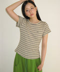 韓國 Ronron Stripe Slim Fit Short Sleeve【RR008】
