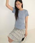 韓國 Ronron Stripe Slim Fit Short Sleeve【RR008】