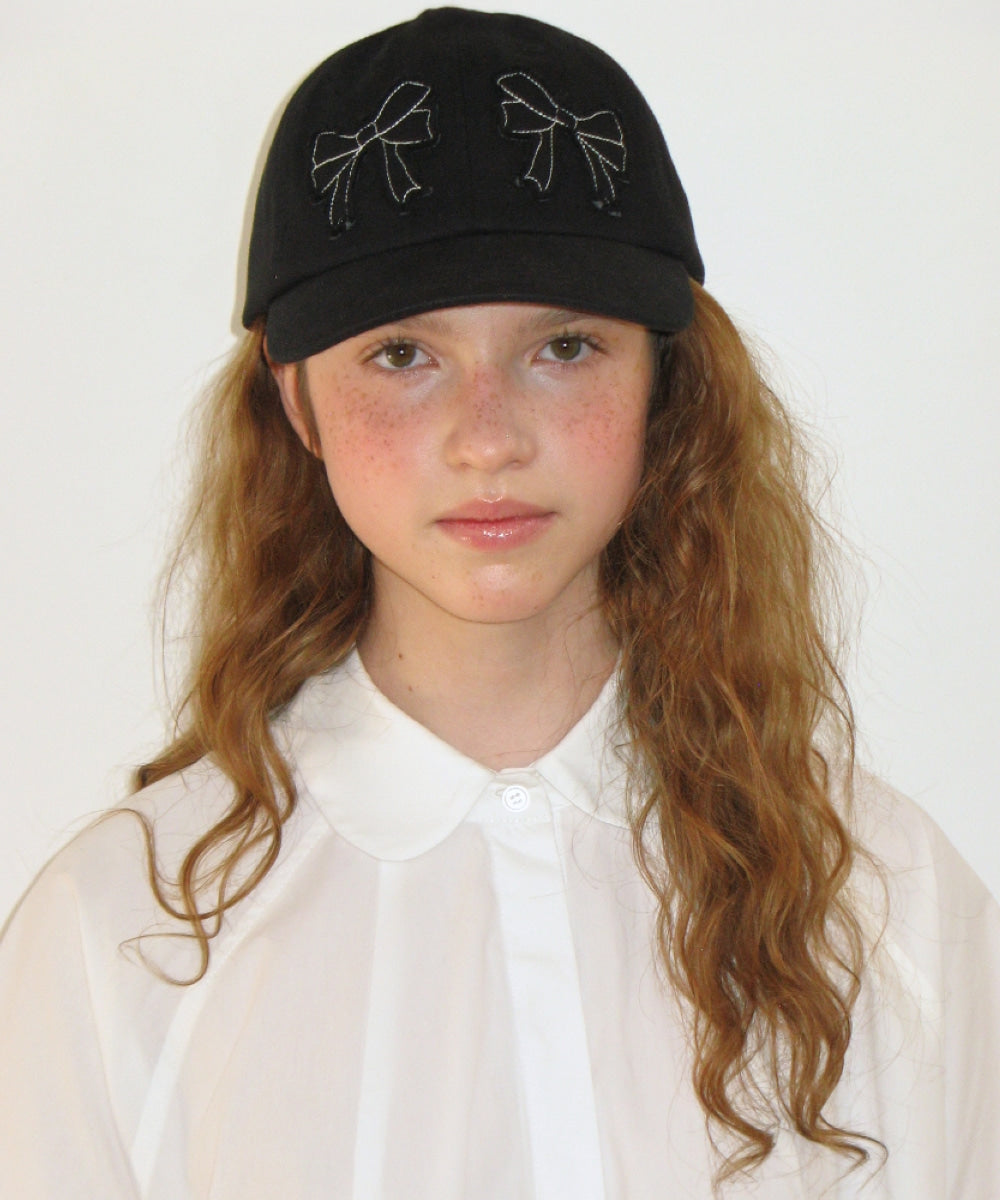 韓國 Ronron Double Ribbon Applique Ball Cap【RR053】