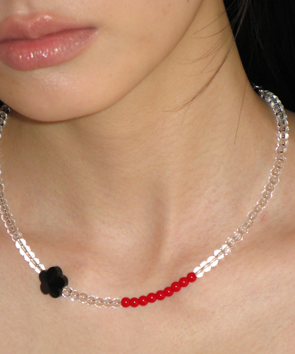 韓國 Ronron Flower Mix Beads Necklace【RR058】