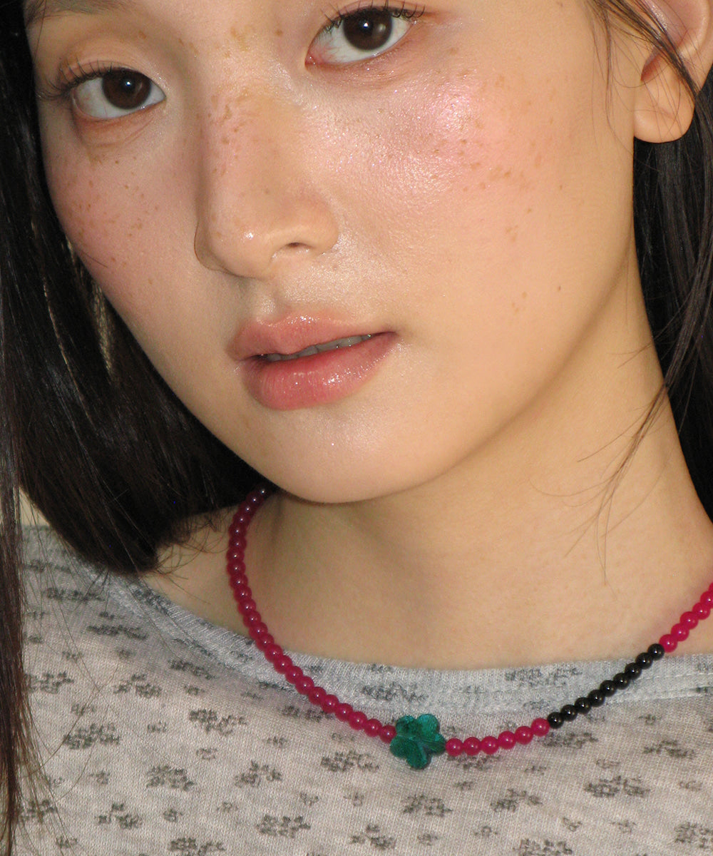 韓國 Ronron Flower Mix Beads Necklace【RR058】