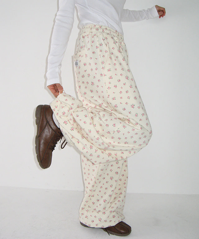 韓國 Ronron Floral Wide Sweat Pants【RR046】