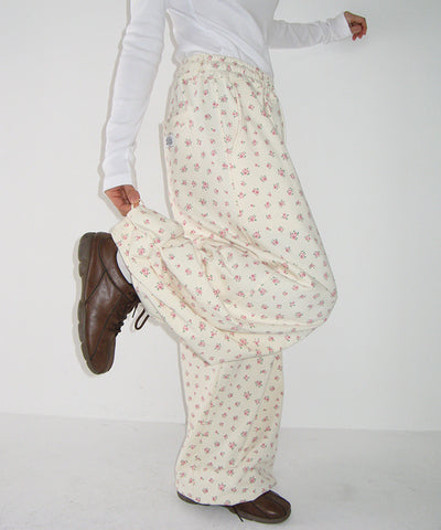 韓國 Ronron Floral Wide Sweat Pants【RR046】