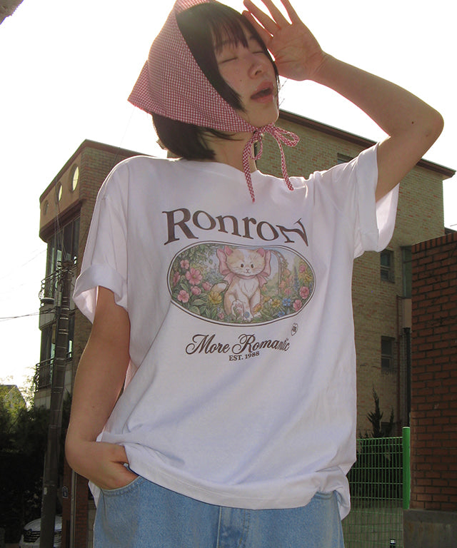 韓國 Ronron Flower Cat Over Fit T Shirt【RR030】
