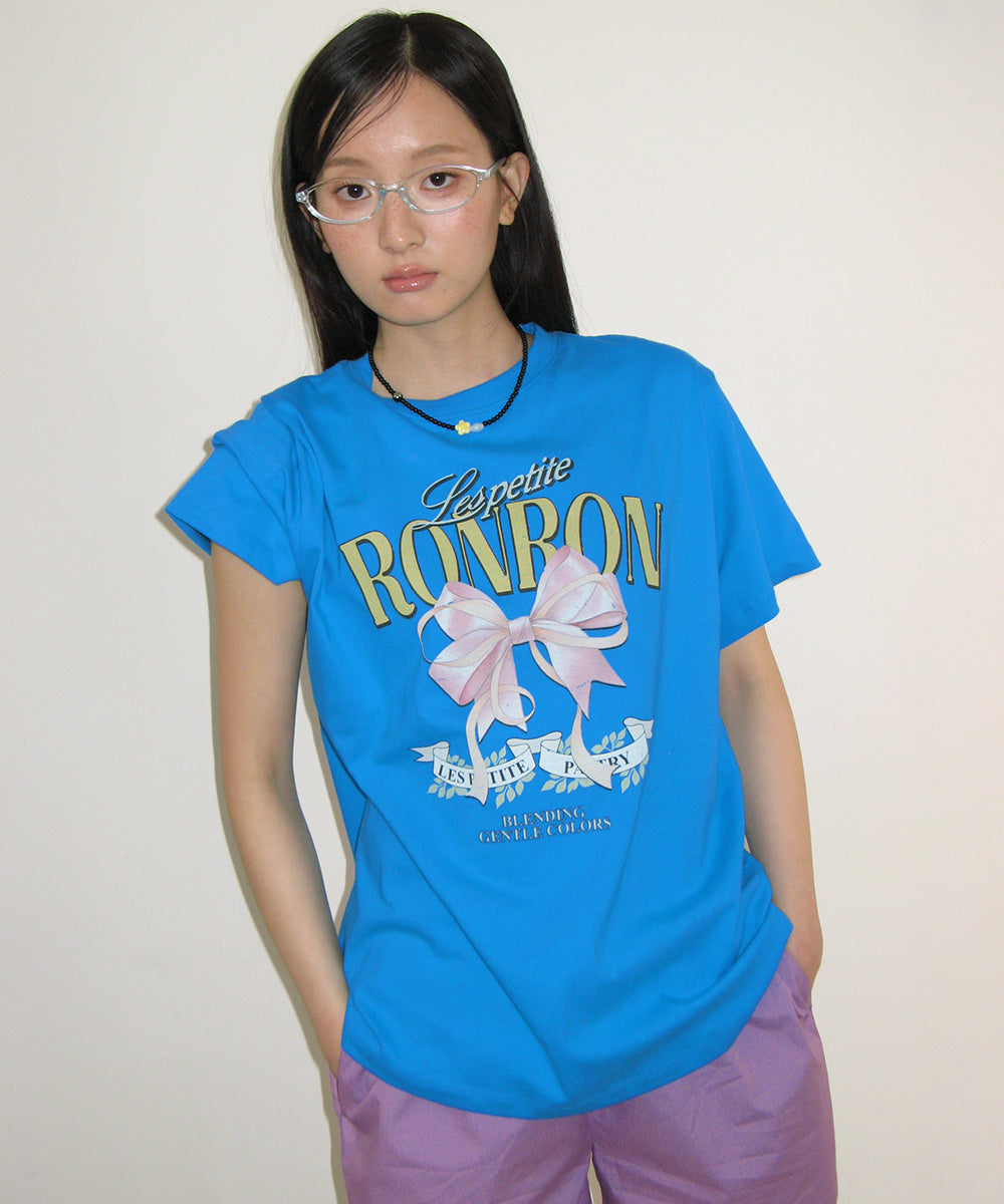 韓國 Ronron Vintage Double Ribbon Basic Fit T Shirt【RR017】