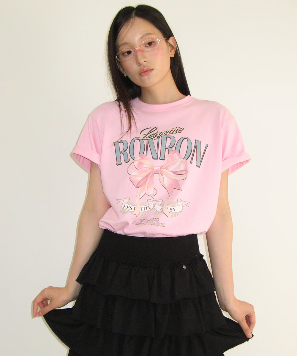 韓國 Ronron Vintage Double Ribbon Basic Fit T Shirt【RR017】