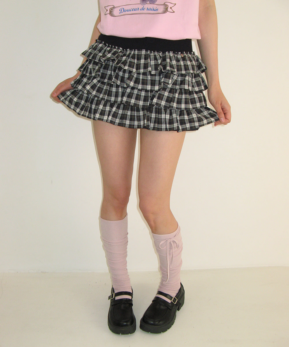 韓國 Ronron Check Cancan Mini Skirt【RR041】
