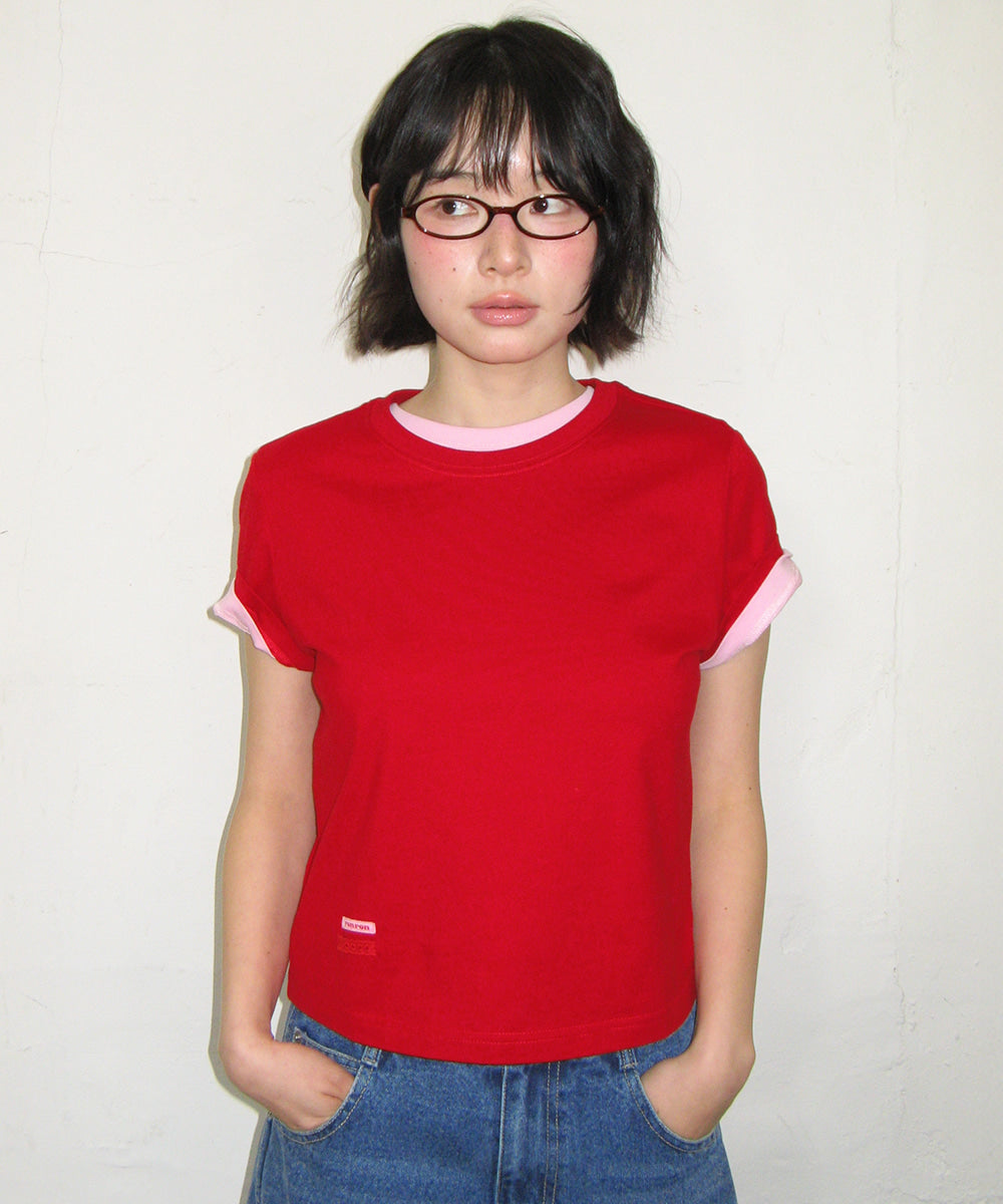 韓國 Ronron Mini Label Crop Short Sleeve【RR005】