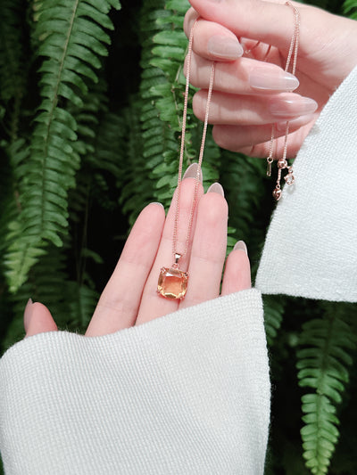 【現貨】圓角方形黃水晶吊墜【ST343】