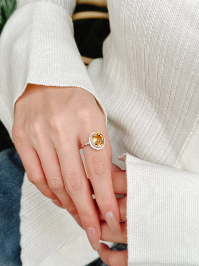 【現貨】橢圓形黃水晶戒指【ST344】