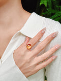 【母親節優惠 - 現 貨】橢圓形黃水晶戒指【ST347】