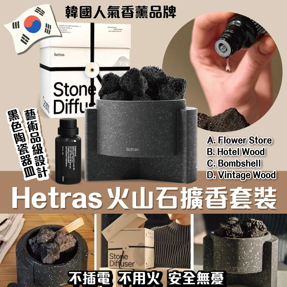【現貨】Hetras 火山石擴香套裝【SM105】