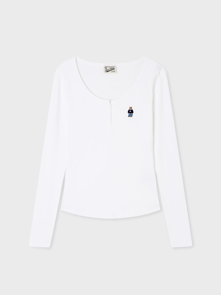 韓國 WhoAU Steve Ribbed Henryneck T-shirt【WA399】