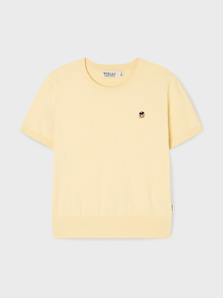 韓國 WhoAU Steve R-neck Plain Short Sleeve Sweater【WA326】