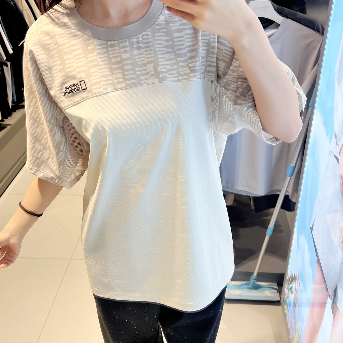 韓國 National Geographic Hybrid Pattern Semi-Overfit Short Sleeve T-shirt【NG977】
