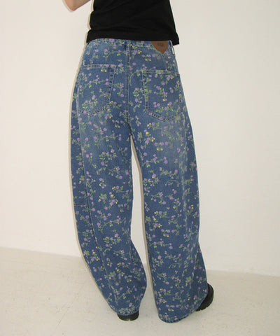 韓國 Ronron Balloon Fit Floral Denim Pants【RR037】