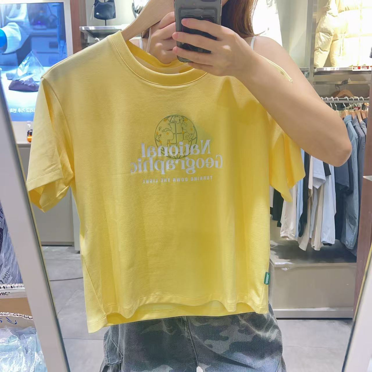 韓國 National Geographic 女款 Women's Caster Logo Semi-Oversized Semi-Crop Short Sleeve【NG980】