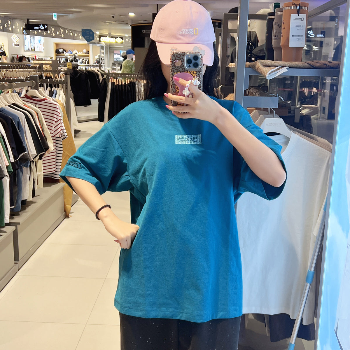 韓國 National Geographic Nature Cooling Logo Semi-Overfit Short Sleeve T-shirt【NG955】
