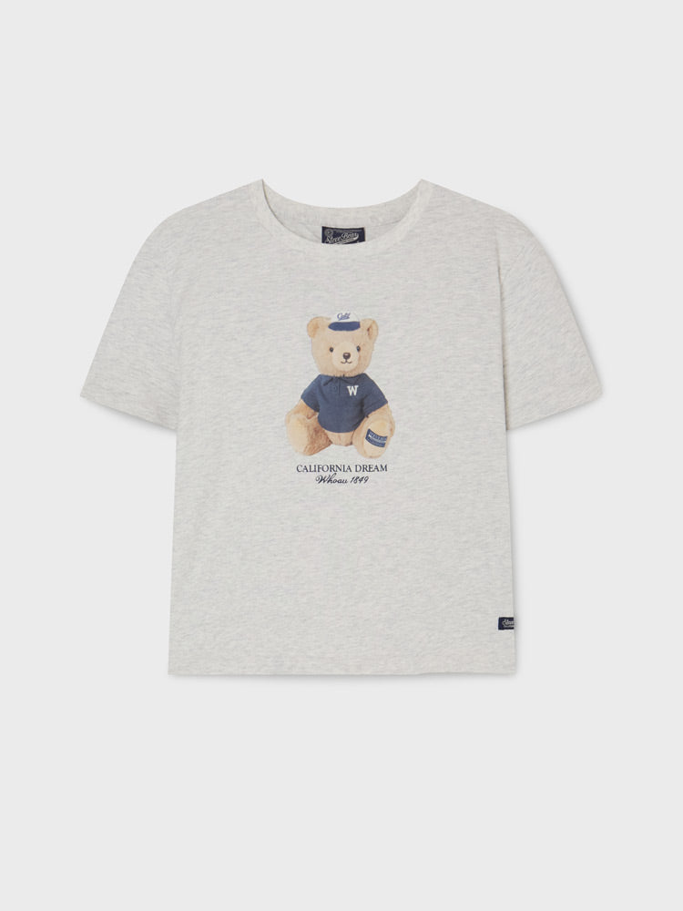 韓國 WhoAU Bear Photo Crop T-Shirt【WA311】