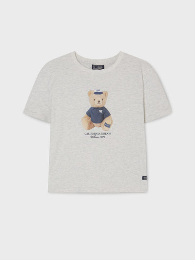 韓國 WhoAU Bear Photo Crop T-Shirt【WA311】