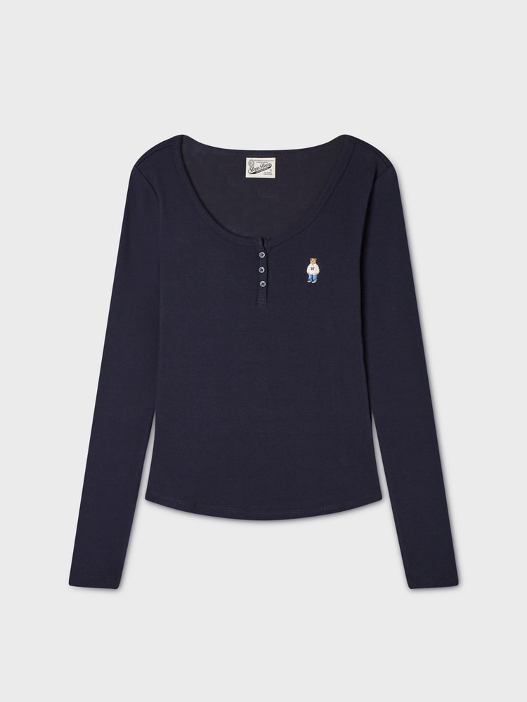 韓國 WhoAU Steve Ribbed Henryneck T-shirt【WA399】