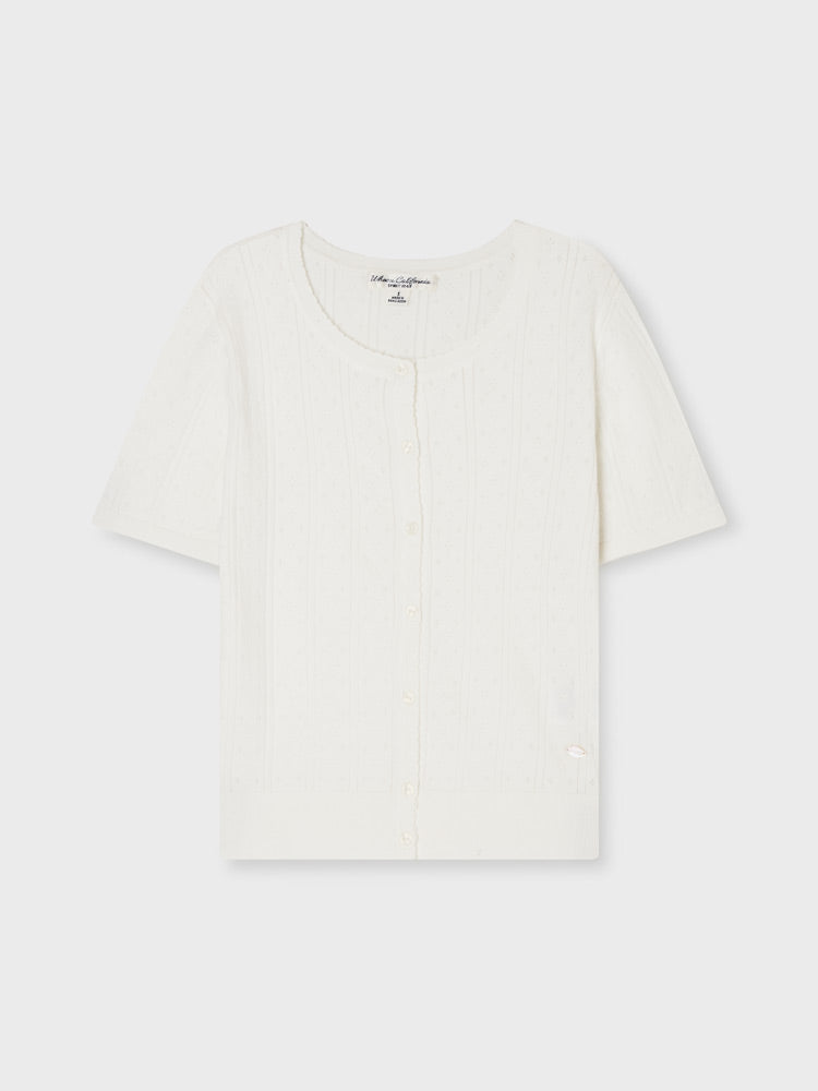 韓國 WhoAU Punching Skashi Short Sleeve Cardigan【WA328】