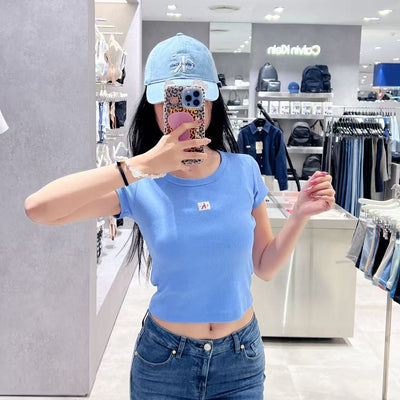 韓國 Calvin Klein Women's Woven Label Lip Baby Tee【SC301】