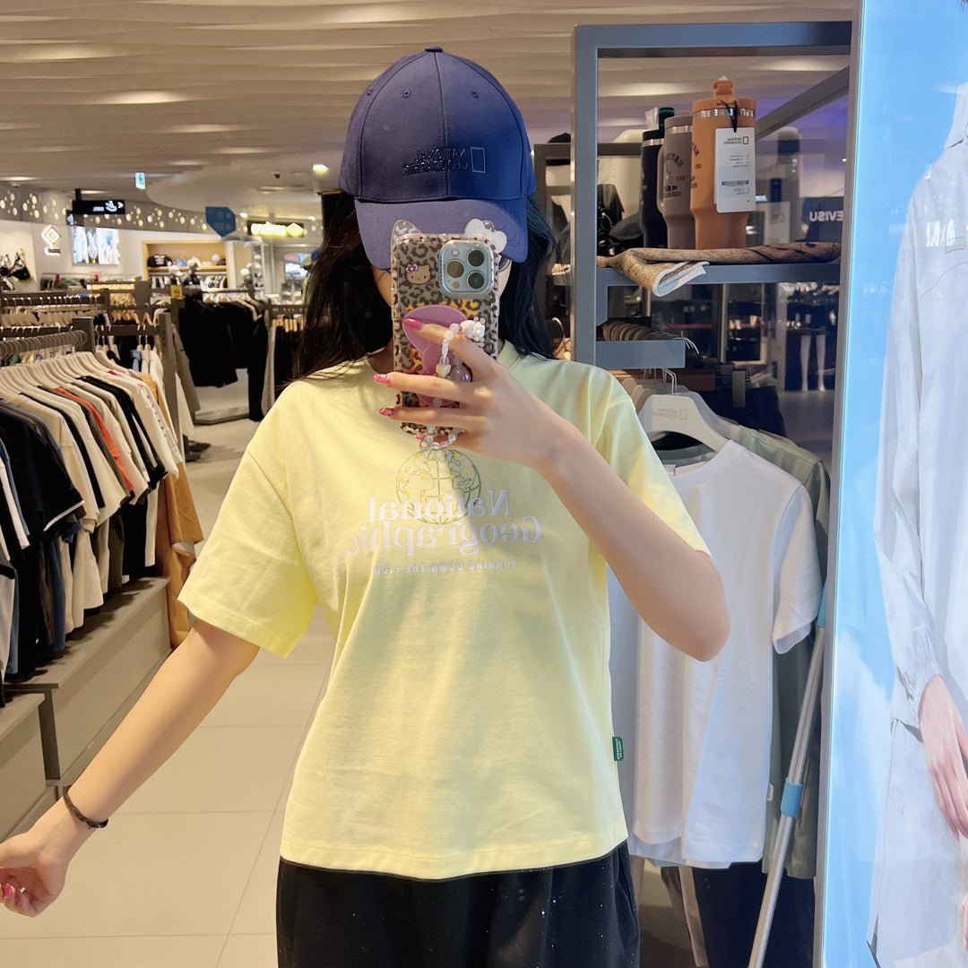 韓國 National Geographic 女款 Women's Caster Logo Semi-Oversized Semi-Crop Short Sleeve【NG980】