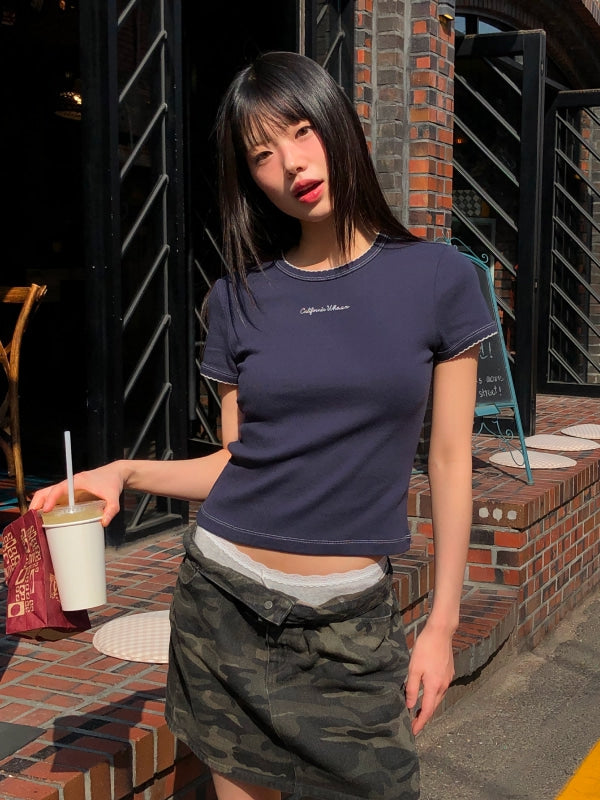 韓國 WhoAU Feminine Picot T-shirt【WA355】