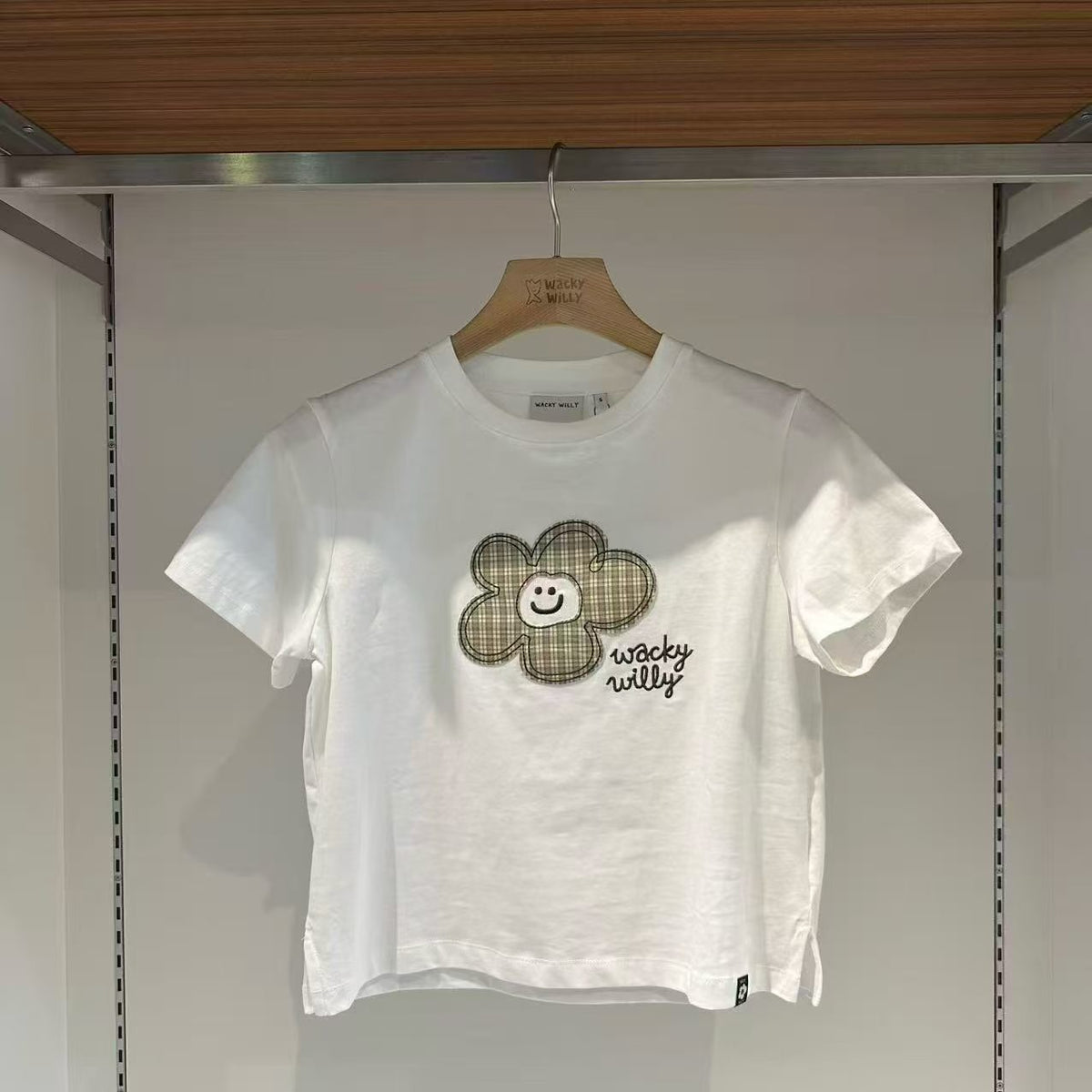 韓國 Wacky Willy Women's Check Lily Semi-Crop Short Sleeve T-shirt【WW241】