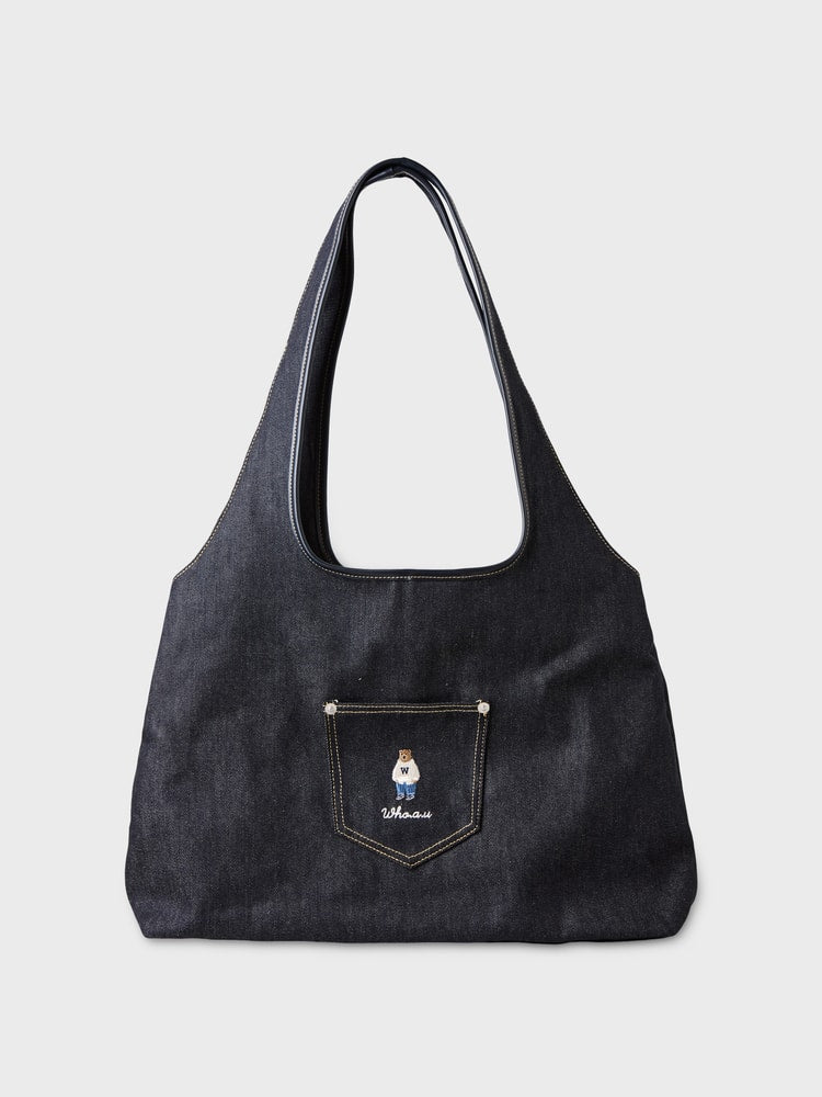 韓國 WhoAU Steve Denim Shoulder Bag【WA395】